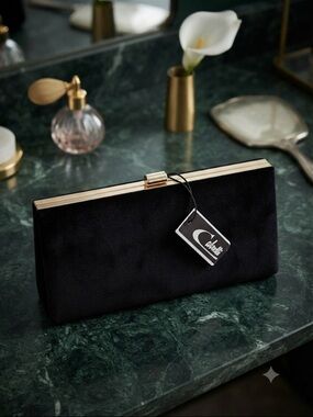 Vintage Cabrelli clutch
 Suede Evening Clutch with Gold Frame